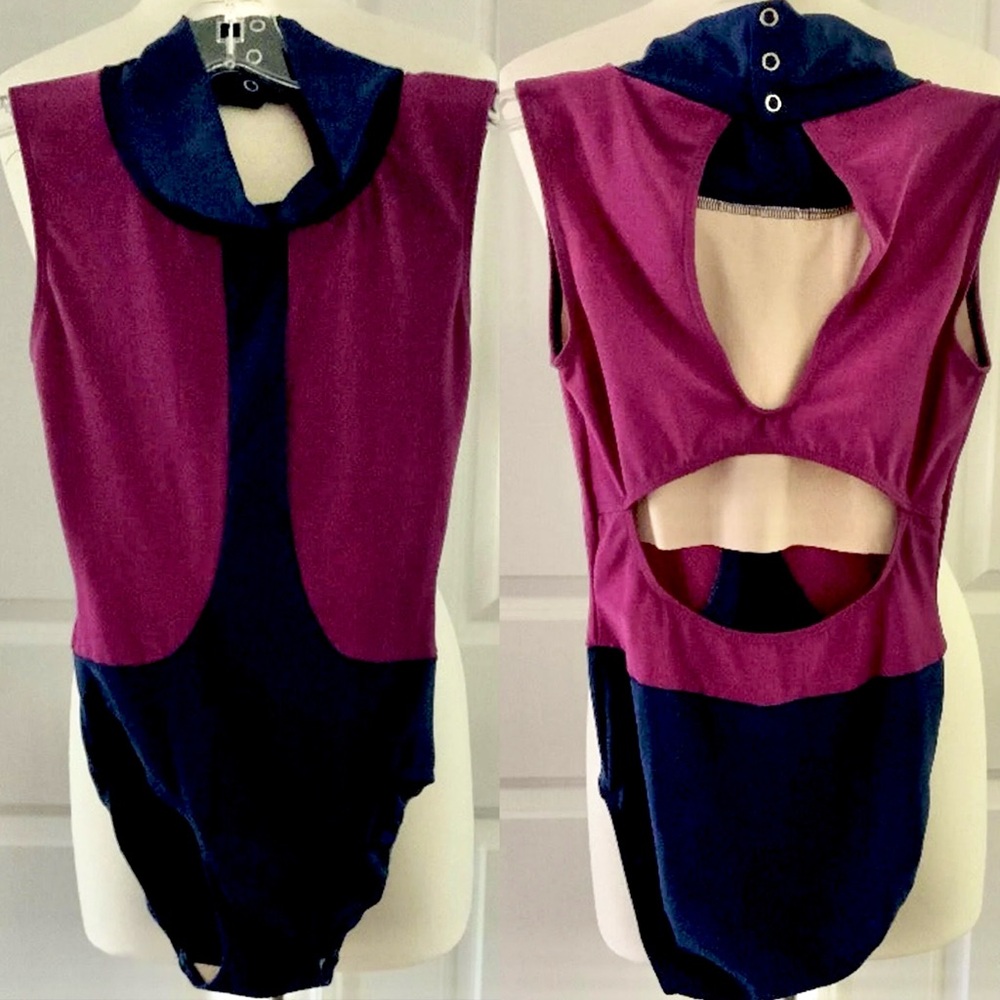 Eleve Dancewear Purple and Navy Sleeveless Leotard